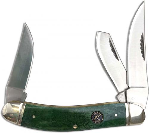 Roper Sowbelly Knife Traditional Pocket Knife Smooth Green Bone Handle RP0010CGB
