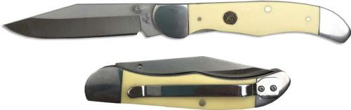 Roper Pecos Liner Lock Hybrid Traditional Pocket Knife Smooth Cream Yellow Delrin with Pocket Clip RP0011