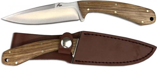 Roper Deadwood Skinner Satin Drop Point Fixed Blade EDC Zebra Wood Handle RP0012ZW