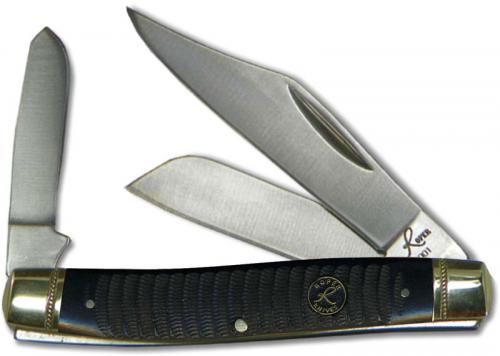 Roper Stockman Knife Traditional Pocket Knife Ash Viper Black Bone Handle RP0001CBR