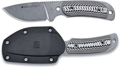 Real Steel 165 Knife, Black and White G10, RS-3531