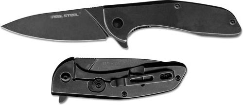 Real Steel 7132 E571 EDC Frame Lock Flipper Knife Black Stonewash Finish