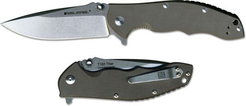 Real Steel 7522 Thor T101 EDC Liner Lock Flipper Knife Dark Earth Brown G10