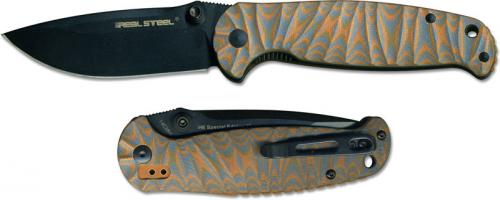 Real Steel 7784 H6 Blue Sheep Special Edition EDC Knife Black Blade Blue and Orange G10