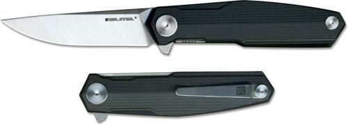 Real Steel 7814 G3 Puukko Light Ostap Hel Flipper Knife Satin Blade Black G10 Handle