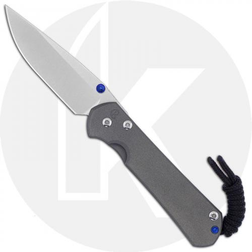 Chris Reeve Knives - Small Sebenza 31 Knife - S31-1000 - Stonewash Drop Point - Sandblast Titanium