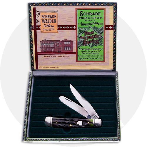 Schrade Walden CSW2962 Cigar Box Classics Set - Trapper - Tree Bark Bone - Serial Numbered - Discontinued - BNIB