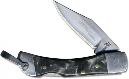 Schrade Imperial Lockback Knife with Bail IMP40 Pocket Knife Black and White Swirl POM