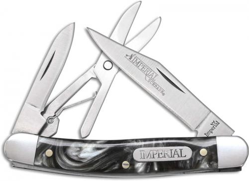 Schrade Imperial Pen Knife with Scissors IMP43 Pocket Knife Black and White Swirl POM