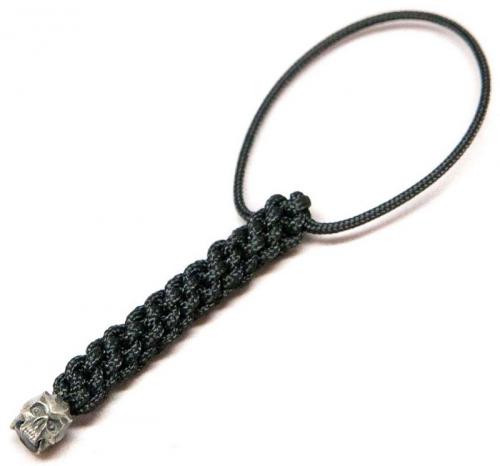 Schmuckatelli Mini Lanyard - Cyber Pewter Bead - Pewter Finish - Black Cord - 4.B-CYPMLB