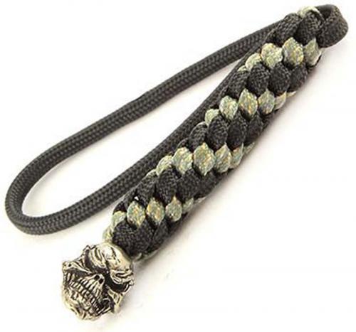 Schmuckatelli Lanyard - Grins Pewter Bead - Pewter Finish - Black and Digi Camo Cord - 4.A-GBLBDCP