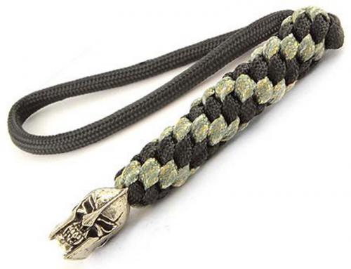 Schmuckatelli Lanyard - Spartan Pewter Bead - Pewter Finish - Black and Digi Camo Cord - 4.A-SPBLBDCP