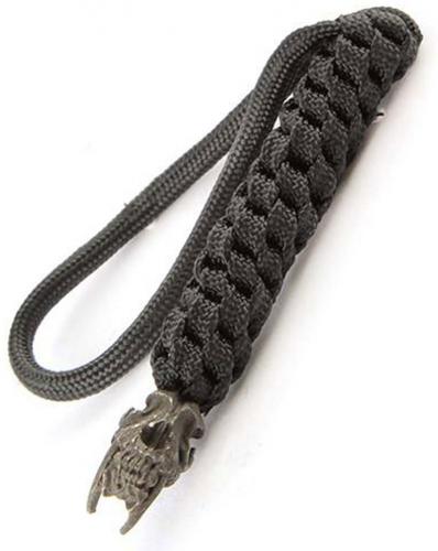 Schmuckatelli Lanyard - Sabretooth Pewter Bead - Black Oxide Finish - Black Cord - 4.A-STBLBB