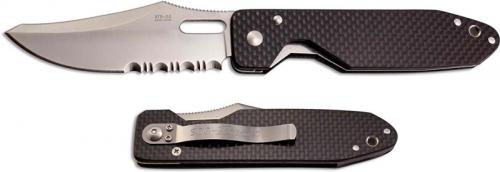 SOG Jet Edge 1 Knife J47 - Part Serrated ATS-34 - Carbon Fiber - Discontinued Item - BNIB