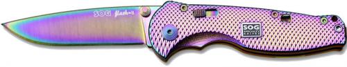 SOG Flash 2 Knife RAFSA-8 - Rainbow TiNi Drop Point - Rainbow TiNi Aluminum - Limited Edition - Discontinued Item - BNIB