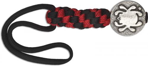 Spyderco Lanyard with Bug Bead BEAD5LY - Pewter Bead - Braided Black and Red Paracord