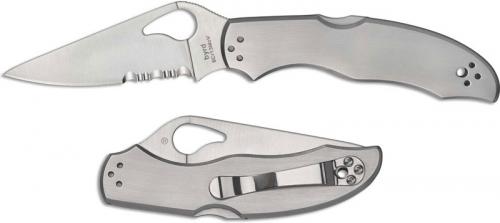 Spyderco Byrd Harrier 2 SS Knife BY01PS2 - Value Priced EDC - Part Serrated Drop Point - Stainless Steel - Lock Back Folder