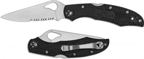 Spyderco Byrd Harrier 2 Lightweight Knife BY01PSBK2 - Value Priced EDC - Part-Serrated - Black FRN - Lock Back Folder