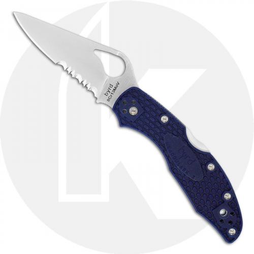 Spyderco Byrd Meadowlark 2 BY04PSBL2 Knife Value Price EDC Part Serrated Lock Back Folder Blue FRN