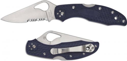 Spyderco Byrd Meadowlark 2 BY04PSBL2 Knife Value Price EDC Part Serrated Lock Back Folder Blue FRN