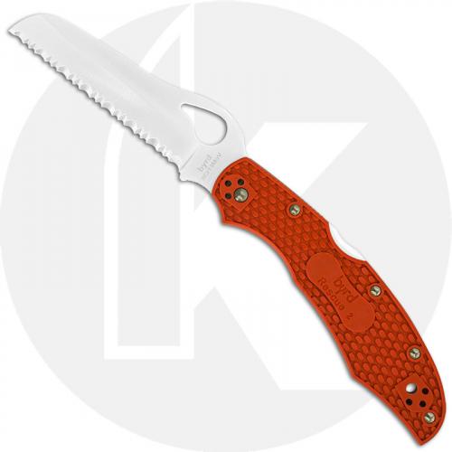 Spyderco Byrd BY17SOR2 Cara Cara 2 Rescue Knife Serrated Sheepfoot Orange FRN Handle