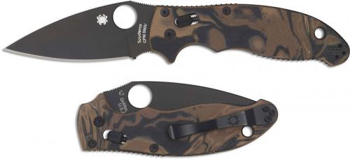 Spyderco Manix 2 Burl G10 Sprint C101MGPBRBBK2 Black DLC S90V Blade Black and Brown Burl G10