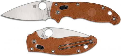 Spyderco Manix 2 Lightweight C101PBORE2 - REX 45 Blade - Burnt Orange FRCP Handle - Sprint Run - USA Made