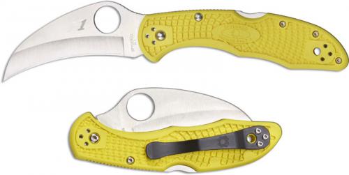 Spyderco C106PYL2 Tasman Salt 2 Rust Proof Hawkbill Blade Yellow FRN Lockback Folding Knife