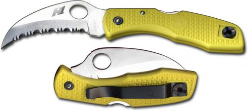 Spyderco Knives: Spyderco Tasman Salt Knife, Yellow Handle Serrated, SP-C106SYL