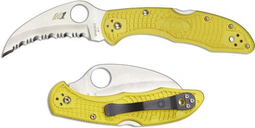 Spyderco C106SYL2 Tasman Salt 2 Rust Proof Serrated Hawkbill Blade Yellow FRN Lockback Folding Knife