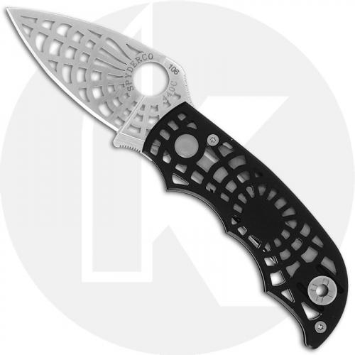 Spyderco S Knife C109BKP - Web Pattern Blade and Black Aluminum Handle - Discontinued Item - Serial Numbered - BNIB