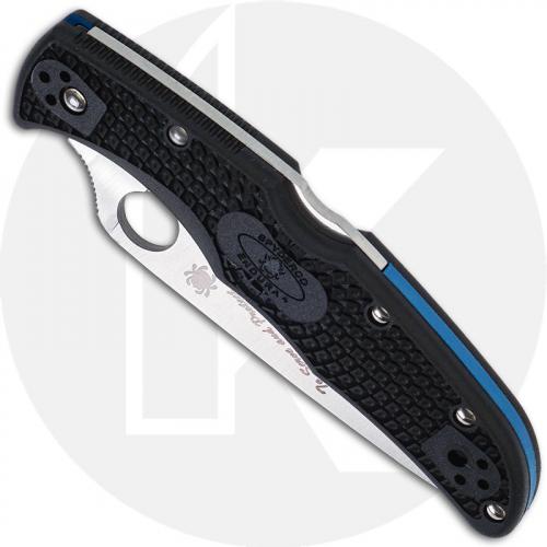 Spyderco Endura 4 Lightweight - C10FPSBKBL - Thin Blue Line - Part Serrated - Black / Blue FRN