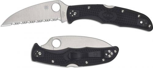 Spyderco C10FSWCBK Endura 4 Wharncliffe Knife, 3.78 Inch Serrated Wharncliffe Blade, Black FRN Handle