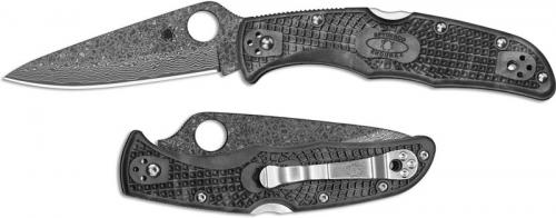 Spyderco Endura 4 Knife C10ZPGYD - Saber Ground Damascus - Gray Black Zome FRN