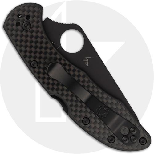 Spyderco Delica C11CFPBK Knife - Exclusive - Black CPM CruWear Drop Point - Carbon Fiber