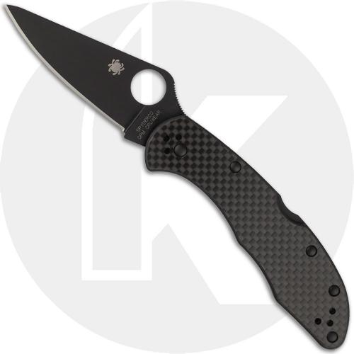 Spyderco Delica C11CFPBK Knife - Exclusive - Black CPM CruWear Drop Point - Carbon Fiber