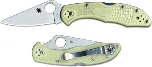 Spyderco Delica 4 Knife C11FPGITD - Flat Ground VG10 - Glow in the Dark FRN