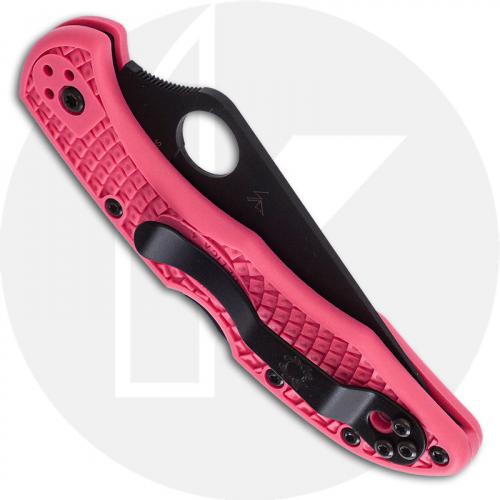 Spyderco Delica 4 Lightweight Knife - C11FPPNS30VBK - Black S30V Drop Point - Pink FRN - Lock Back