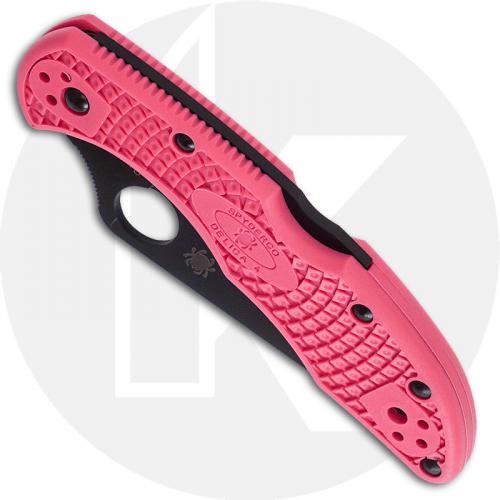 Spyderco Delica 4 Lightweight Knife - C11FPPNS30VBK - Black S30V Drop Point - Pink FRN - Lock Back