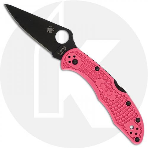 Spyderco Delica 4 Lightweight Knife - C11FPPNS30VBK - Black S30V Drop Point - Pink FRN - Lock Back