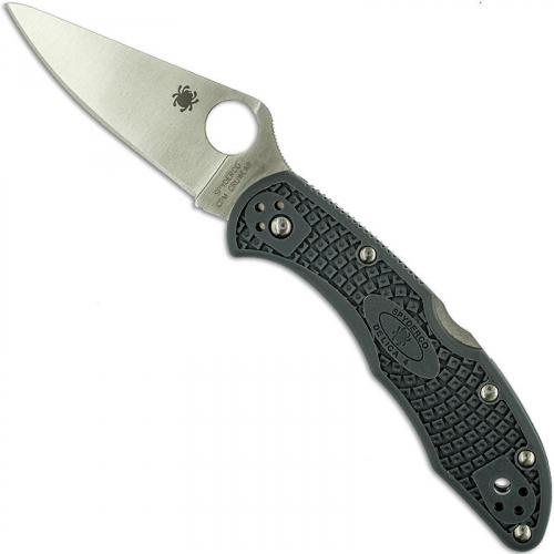 Spyderco Delica 4 Cru-Wear Lightweight C11PDGY - CPM Cru-Wear Blade - Dark Gray FRN Handle - Distributor Exclusive