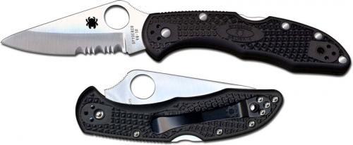 Spyderco Delica 4 Knife, Part Serrated, SP-C11PSBK