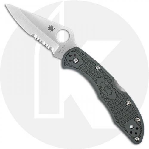 Spyderco Knives: Spyderco Delica 4 Knife, Part Serrated, Foliage Green, SP-C11PSFG