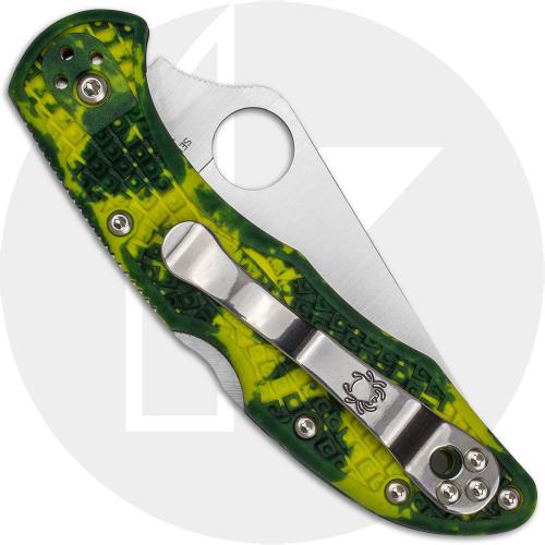 Spyderco Delica 4 Knife Flat Ground S30V with Yellow and Green Zome FRN Limited Run