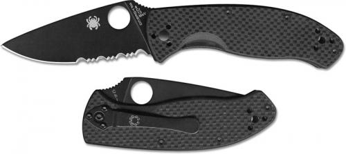 Spyderco Tenacious C122CFBBKPS Limited Part Serrated Black Blade Carbon Fiber G10 Folding Knife