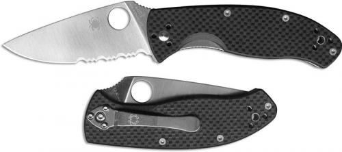 Spyderco C122CFPS Tenacious Knife Limited Part Serrated Satin Blade and Carbon Fiber G10 Handle