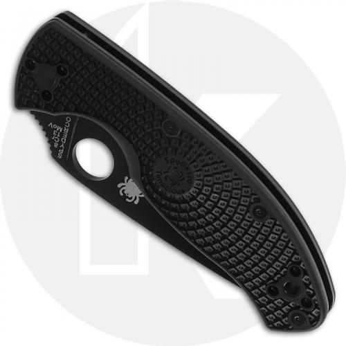 Spyderco Tenacious Lightweight C122PBBK - Value Folder - Plain Edge Black Blade - Liner Lock - Black FRN