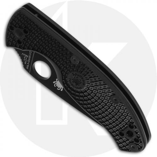 Spyderco Tenacious Lightweight C122PSBBK - Value Folder - Part Serrated Black Blade - Liner Lock - Black FRN