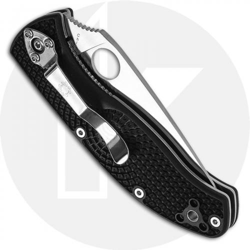Spyderco Tenacious Lightweight Knife C122PSBK - Value Priced Folder - Part Serrated - Liner Lock - Black FRN Handle
