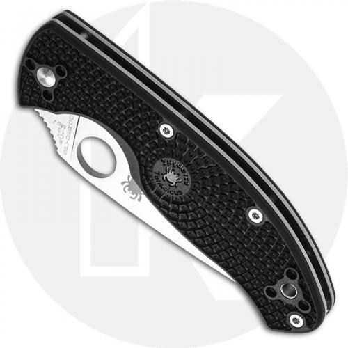 Spyderco Tenacious Lightweight Knife C122PSBK - Value Priced Folder - Part Serrated - Liner Lock - Black FRN Handle
